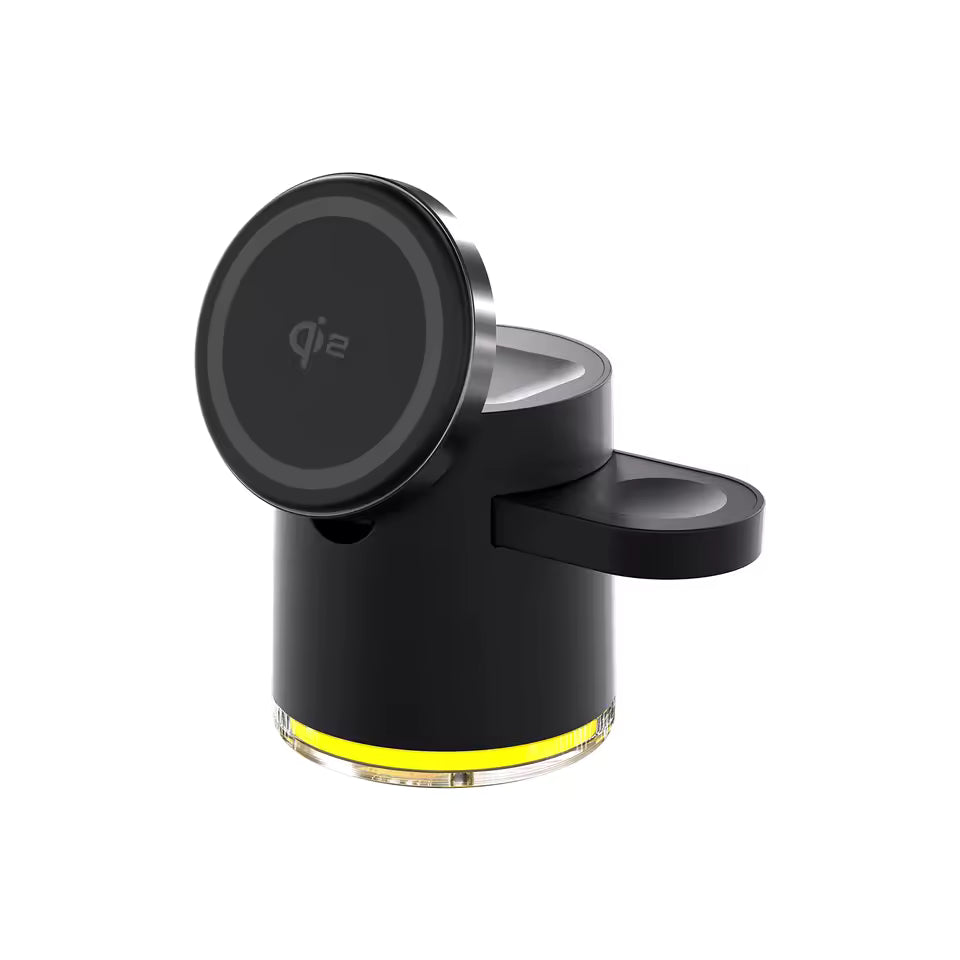 3 in 1 QI2 15W Wireless Foldable Charger, Fast Charging Dock Stand Night Light For Magsafe iPhone 17 16 15 14 Pro Max Airpods Pro Apple Watch Series