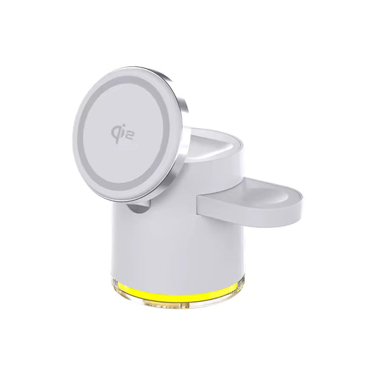 Qi2 3-in-1 Foldable Wireless Charger with Night Light – 15W Fast MagSafe Stand for iPhone 17/16/15/14 Pro Max, Apple Watch Ultra/9/8, AirPods Pro – Travel Charging Dock