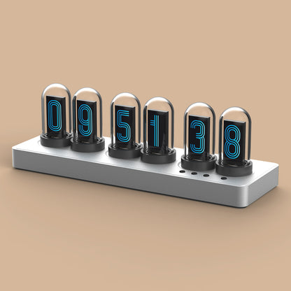 Nixie Tube Clock Kit with IPS Color Screen – Retro Glow Tube Digital Desk Clock, WiFi Auto Sync, Web/App-Free Control, Custom Dials, 6 Alarms, 12 Photo Slideshow, RGB Ambient Backlight