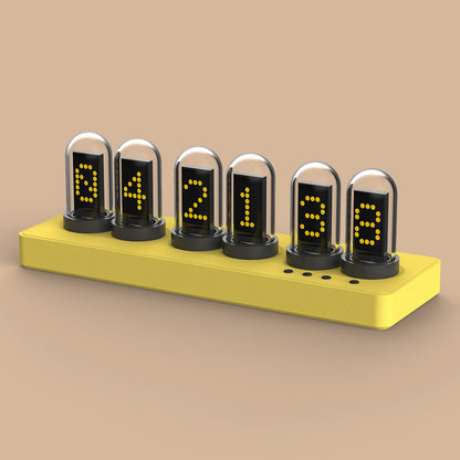 Nixie Tube Clock Kit with IPS Color Screen – Retro Glow Tube Digital Desk Clock, WiFi Auto Sync, Web/App-Free Control, Custom Dials, 6 Alarms, 12 Photo Slideshow, RGB Ambient Backlight