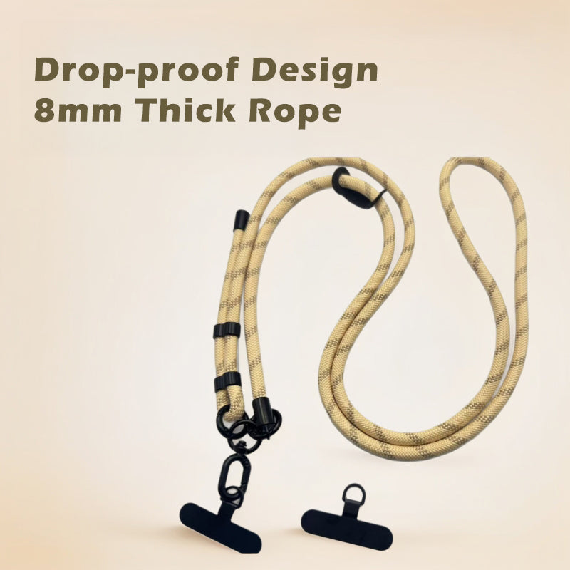 Universal Phone Lanyard, Anti-Theft Crossbody Strap for iPhone 17 Pro Max and Most Smartphones, 8mm thick rope mobile phone lanyard stainless steel gasket and back climbing rope lanyard