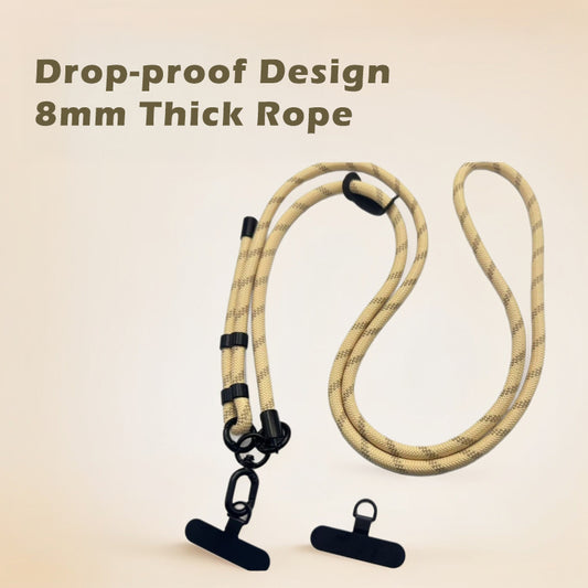 Universal Phone Lanyard, Anti-Theft Crossbody Strap for iPhone 17 Pro Max and Most Smartphones, 8mm thick rope mobile phone lanyard stainless steel gasket and back climbing rope lanyard