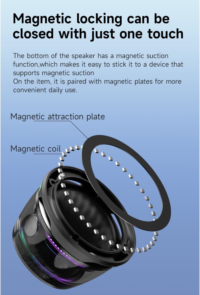 Magnetic Bluetooth Speaker,Multifunctional Portable G200 Speaker with Multi RGB Color Light Show-3D Surround Sound Effect,Phone Stand for iPhone, Android, TWS Pairing
