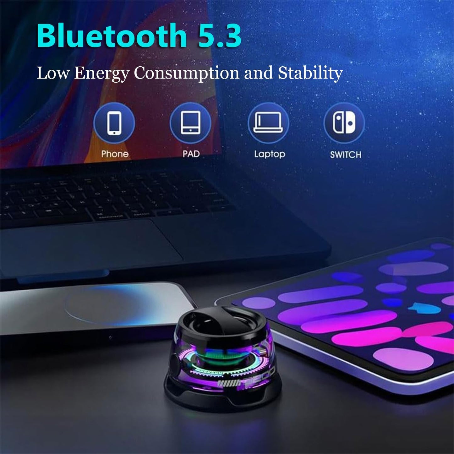 Magnetic Bluetooth Speaker,Multifunctional Portable G200 Speaker with Multi RGB Color Light Show-3D Surround Sound Effect,Phone Stand for iPhone, Android, TWS Pairing