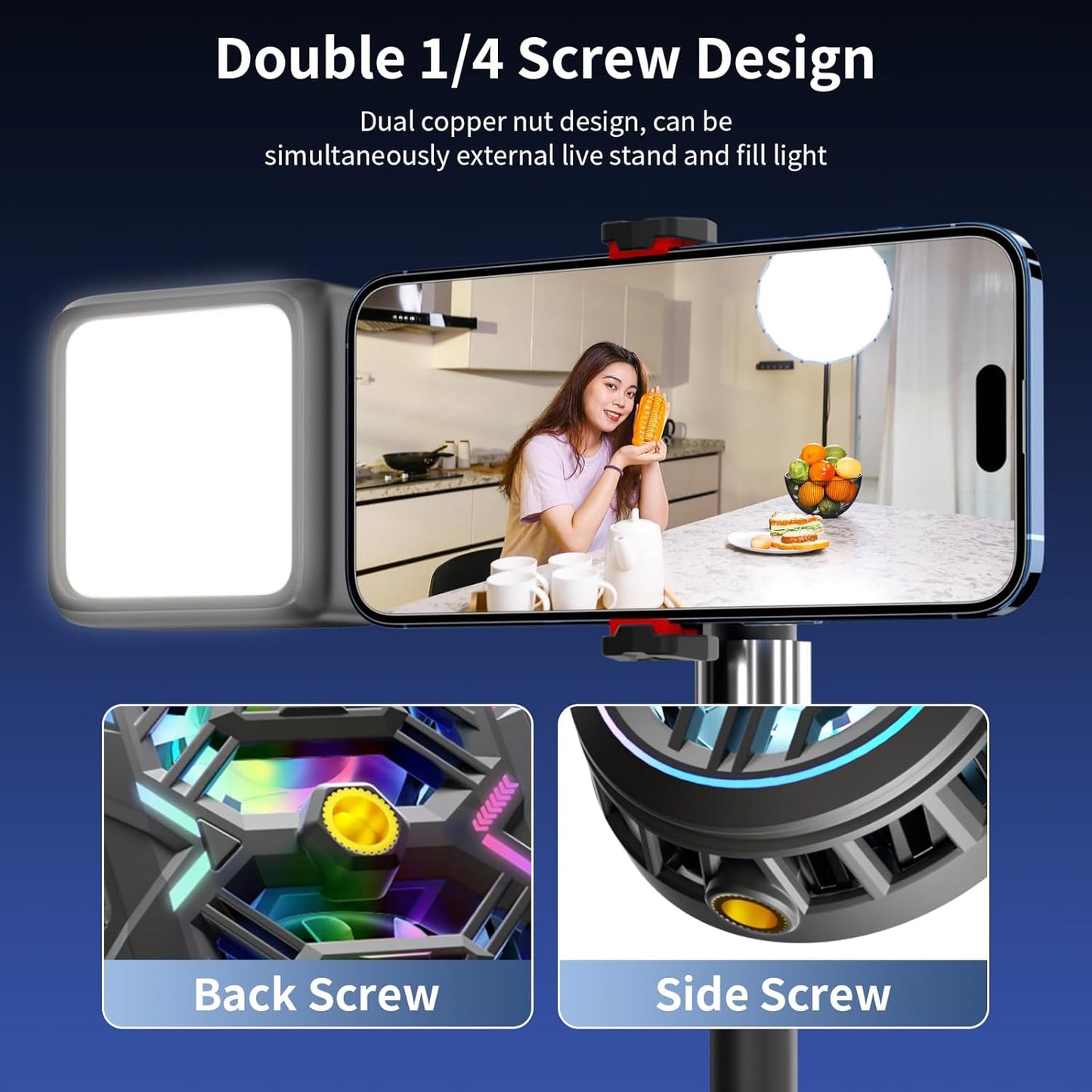 Cell Phone Cooler with LED, Cooling Power, Compatible with 2.5-3.5 Inch Wide Smartphones for Gaming, Live Streaming and Video Recording