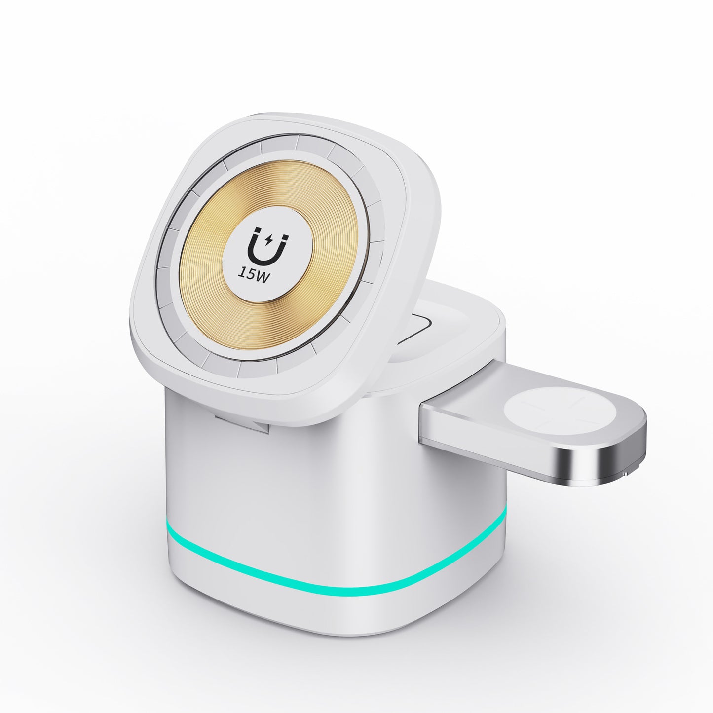 Transparent 3-in-1 Magnetic Wireless Charger Stand – 15W Fast Charging for iPhone 17/16/15/14, Apple Watch & AirPods – Foldable Travel Nightstand Dock
