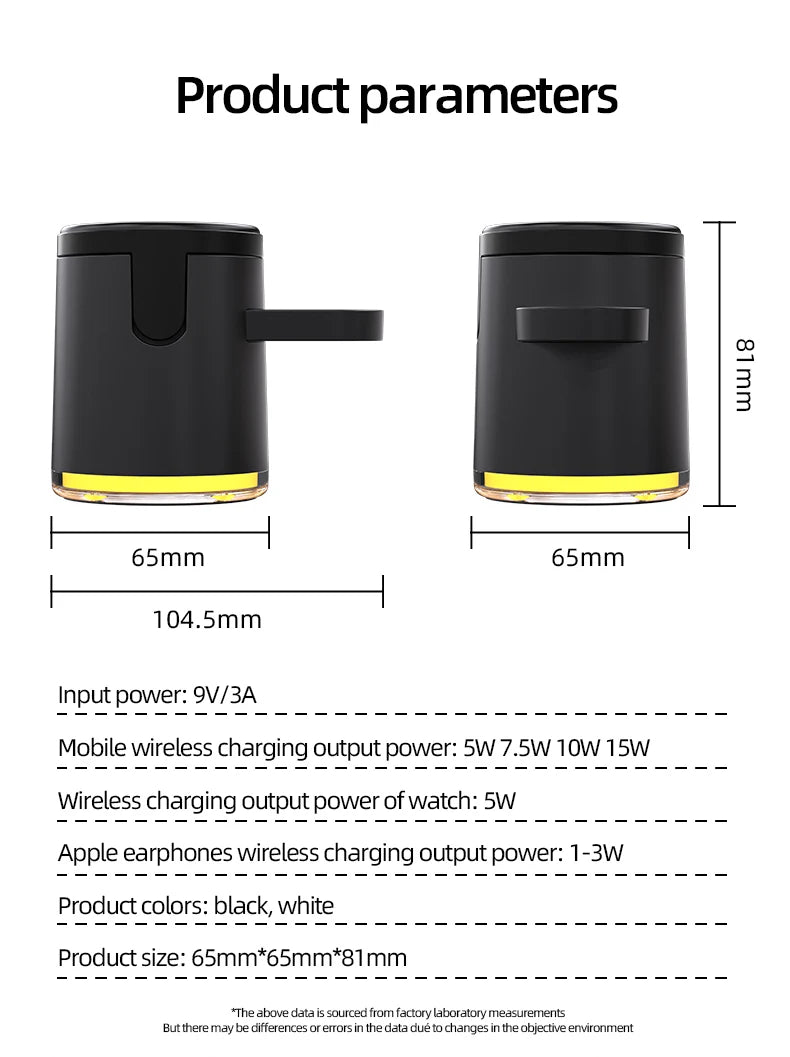 3 in 1 QI2 15W Wireless Foldable Charger, Fast Charging Dock Stand Night Light For Magsafe iPhone 17 16 15 14 Pro Max Airpods Pro Apple Watch Series
