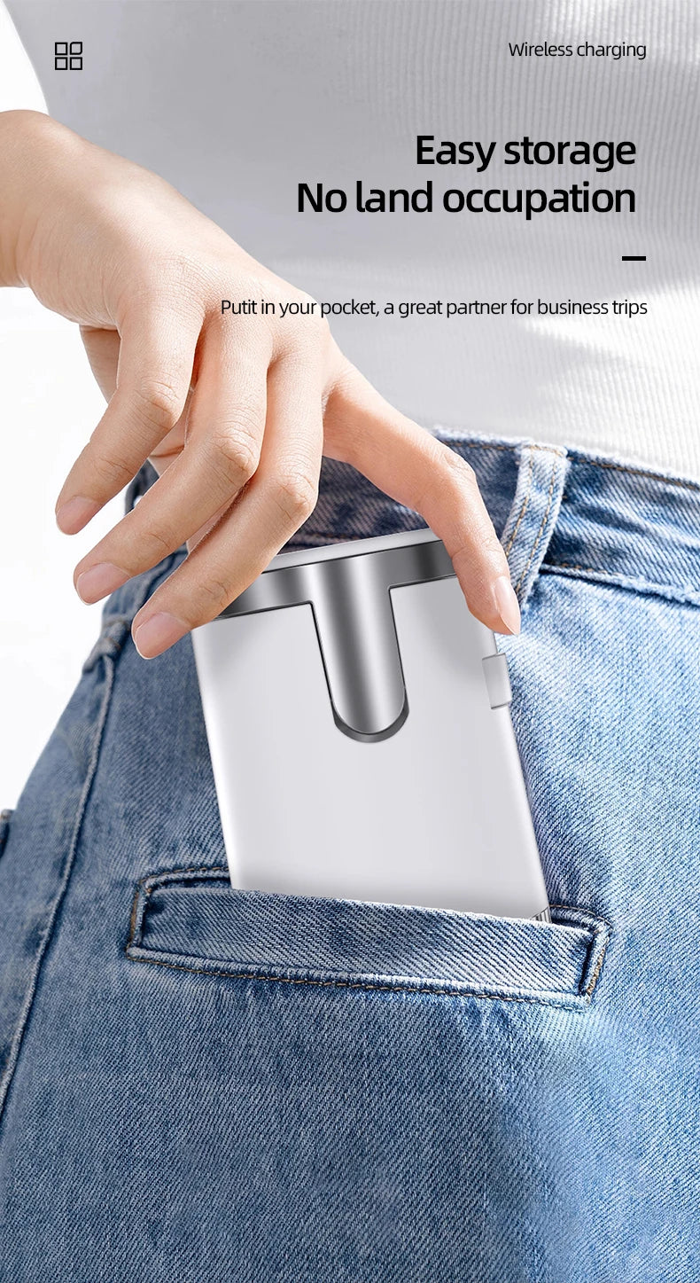 3 in 1 QI2 15W Wireless Foldable Charger, Fast Charging Dock Stand Night Light For Magsafe iPhone 17 16 15 14 Pro Max Airpods Pro Apple Watch Series