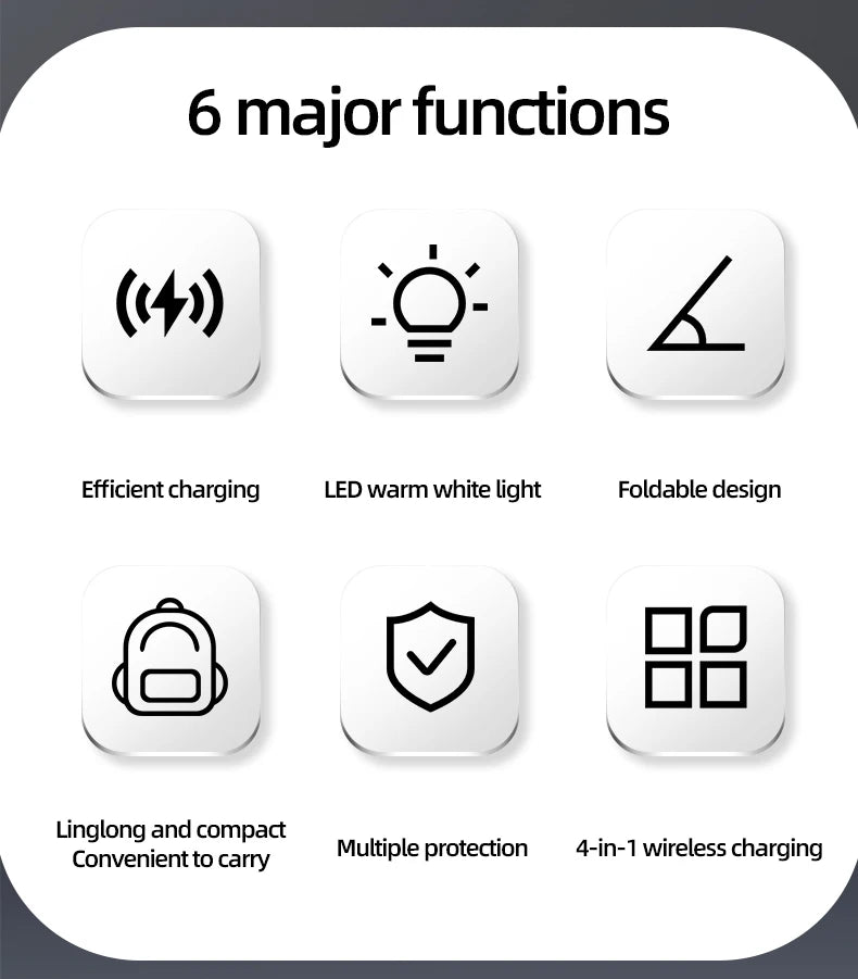 3 in 1 QI2 15W Wireless Foldable Charger, Fast Charging Dock Stand Night Light For Magsafe iPhone 17 16 15 14 Pro Max Airpods Pro Apple Watch Series