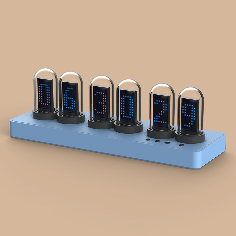 Nixie Tube Clock Kit with IPS Color Screen – Retro Glow Tube Digital Desk Clock, WiFi Auto Sync, Web/App-Free Control, Custom Dials, 6 Alarms, 12 Photo Slideshow, RGB Ambient Backlight