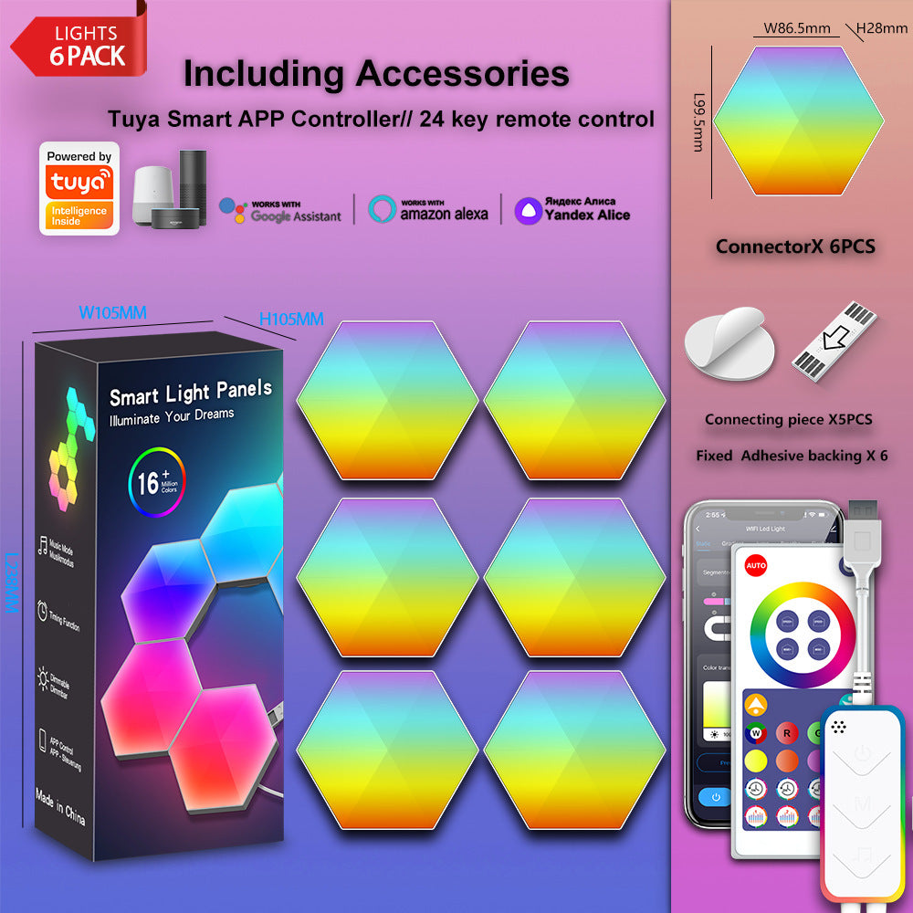 RGBIC Hexagon LED Wall Lights Pack – WiFi Smart Hexagon Lights with Music Sync, App & Voice Control, Works with Amazon Alexa & Google Assistant, Gaming Room TV Bedroom Decor