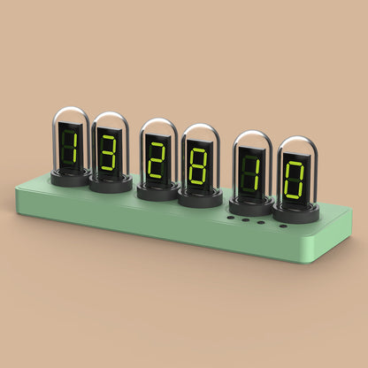 Nixie Tube Clock Kit with IPS Color Screen – Retro Glow Tube Digital Desk Clock, WiFi Auto Sync, Web/App-Free Control, Custom Dials, 6 Alarms, 12 Photo Slideshow, RGB Ambient Backlight