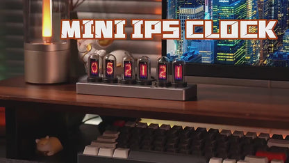 Nixie Tube Clock Kit with IPS Color Screen – Retro Glow Tube Digital Desk Clock, WiFi Auto Sync, Web/App-Free Control, Custom Dials, 6 Alarms, 12 Photo Slideshow, RGB Ambient Backlight