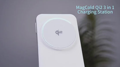 25W Magcold Cooling 3-in-1 Foldable Wireless Charger – Qi2.2 Magnetic Travel Stand with Active Fan Cooling for iPhone 17/16/15/14 series, Samsung Galaxy Watch, AirPods – Fast Phone Cooler Dock